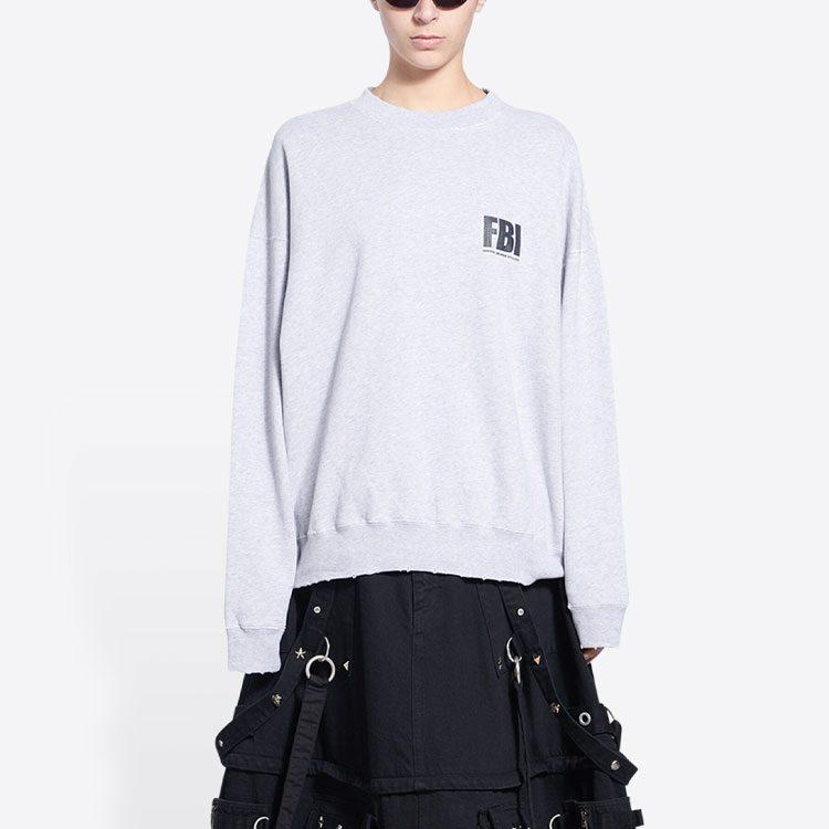 Balenciaga Regular Crewneck 'Heather Grey/Black' 676629TLVH11380