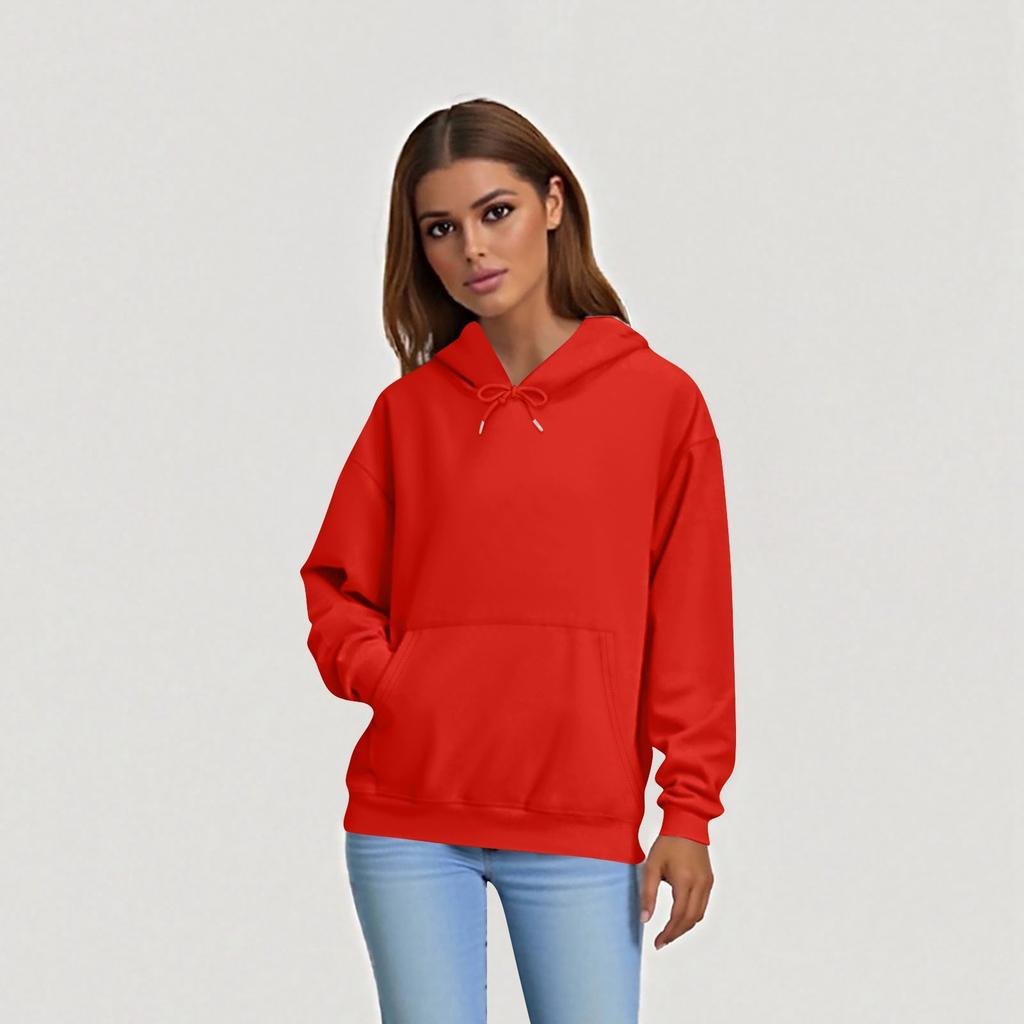 Dámská móda Denní ležérní mikina s dlouhým rukávem jednobarevná