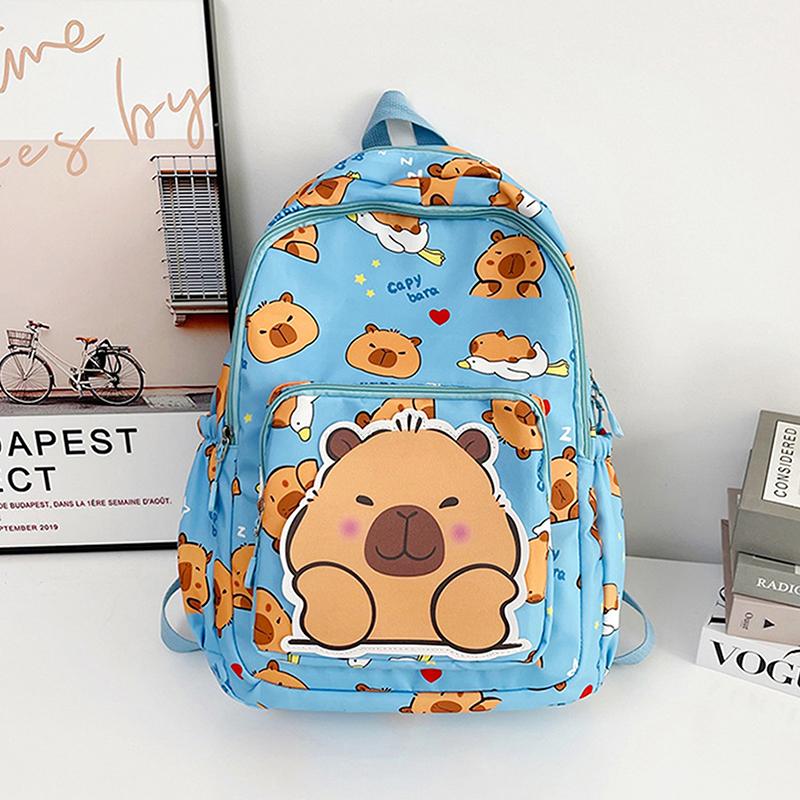 Cartoon Capybara Print Backpack Funny Large Capacity Capybara School Bag Student Laptop Bag Cute Lightweight Backpack Gifts