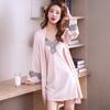 2024 Spring/Summer Women's Silk Pajama Set: Sexy Camisole & Thin Ice Silk Nightgown with Korean Style Robe
