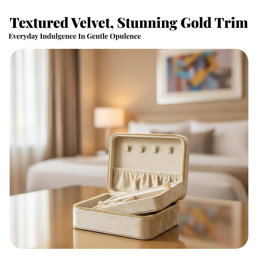 Velvet Jewelry Box with Zipper | tight zipAround Closure, TravelFriendly, Storage Box, for