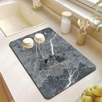 Marble Texture Print Absorbent Carpet Non-slip Mat for Bathroom Kitchen Bedroom Living Room Entrance Home Decor