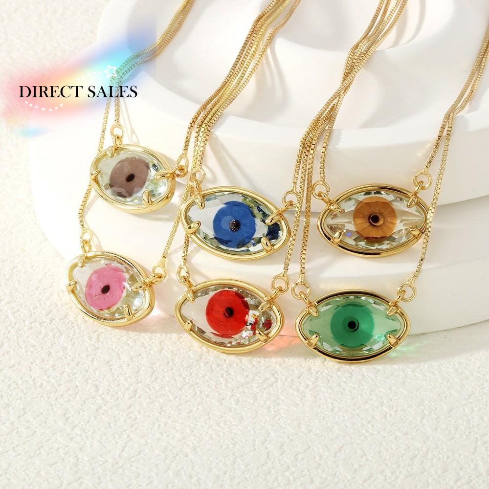 Trendy Adjustable Demon Eyes Necklace Exquisite Jewelry Eyes Clavicle Chain Vintage Fashion Glass Sweater Chain Party