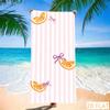 Pink Striped Lemon Beach Towel - Super Absorbent Quick Dry Microfiber With Cute Bow Print Soft Sand-Free Blanket For Picnic