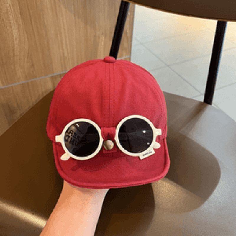 Unisex Children's Soft Brim Spring/Summer Hat with Detachable Glasses - Korean Style Toddler Baseball Cap