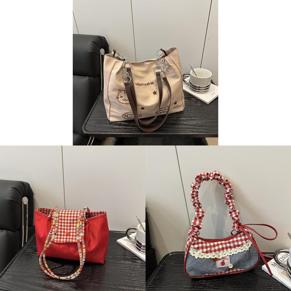 Nylon Tote Bag For Women With Zipper Closure And Cell Phone Pocket For Daily Casual Use