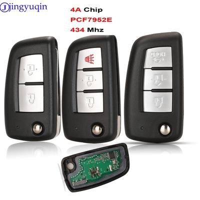 Jingyuqin 2/3 Botones 433MHz 4A PCF7952E Llave Remota Para Nissan Qashqai J11 Pulsar C13 Juke F15 X-Trail T32 Micra CWTWB1G767