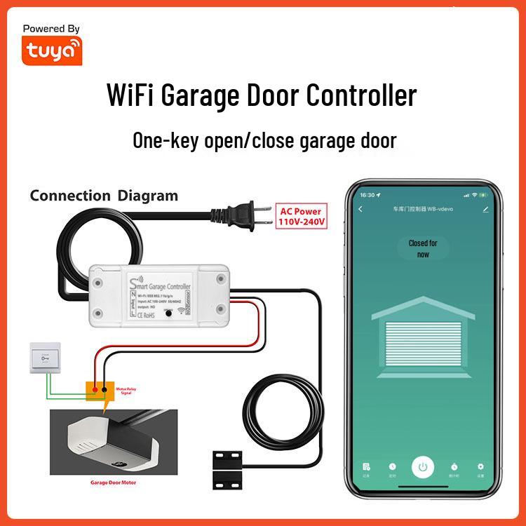 Graffiti WiFi Smart Garage Door Controller: Voice, Mobile, and Timer Control for Roller Shutter Doors EU Plug