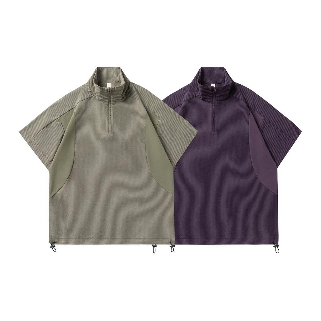Herren Sommer T-Shirt im japanischen Stil, locker, Halb-Offen-Kragen, Kollektion 2026