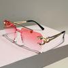 Men'S Handsome Fashion Leopard Head Trimmed Frameless Ocean Sheet Sunglasses Light Luxury Double Beam Driving Sunscreen Sunglasses