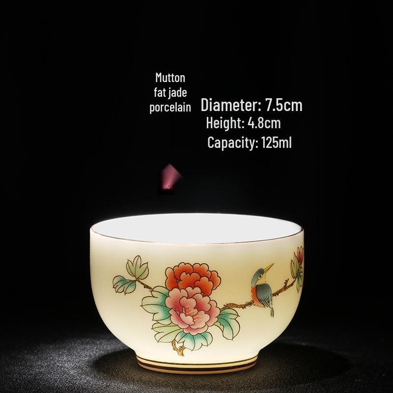 Sheep Fat Jade Porcelain Teacup: Chinese Ceramic Master Cup for Tea Tasting