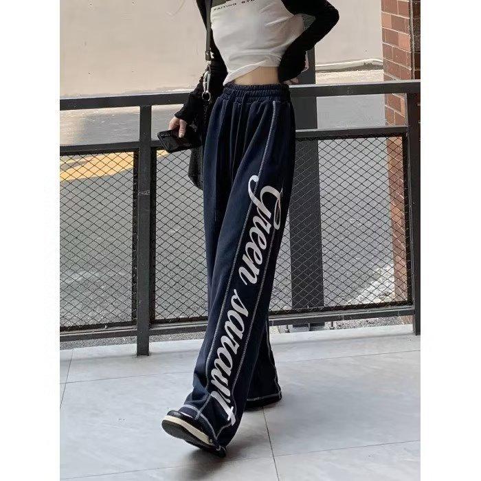 

Женские уличные ретро повседневные свободные брюки прямого кроя в стиле хип-хоп Extra Large темно-синий