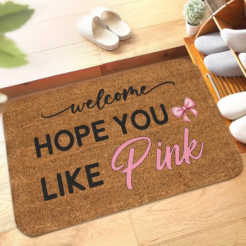

Pink Phalaeneas Welcome Mat, Non-Slip Bath Mat That Says, Hope You Enjoy Pink , for Decorating Bathrooms and Living Rooms 40x60cm