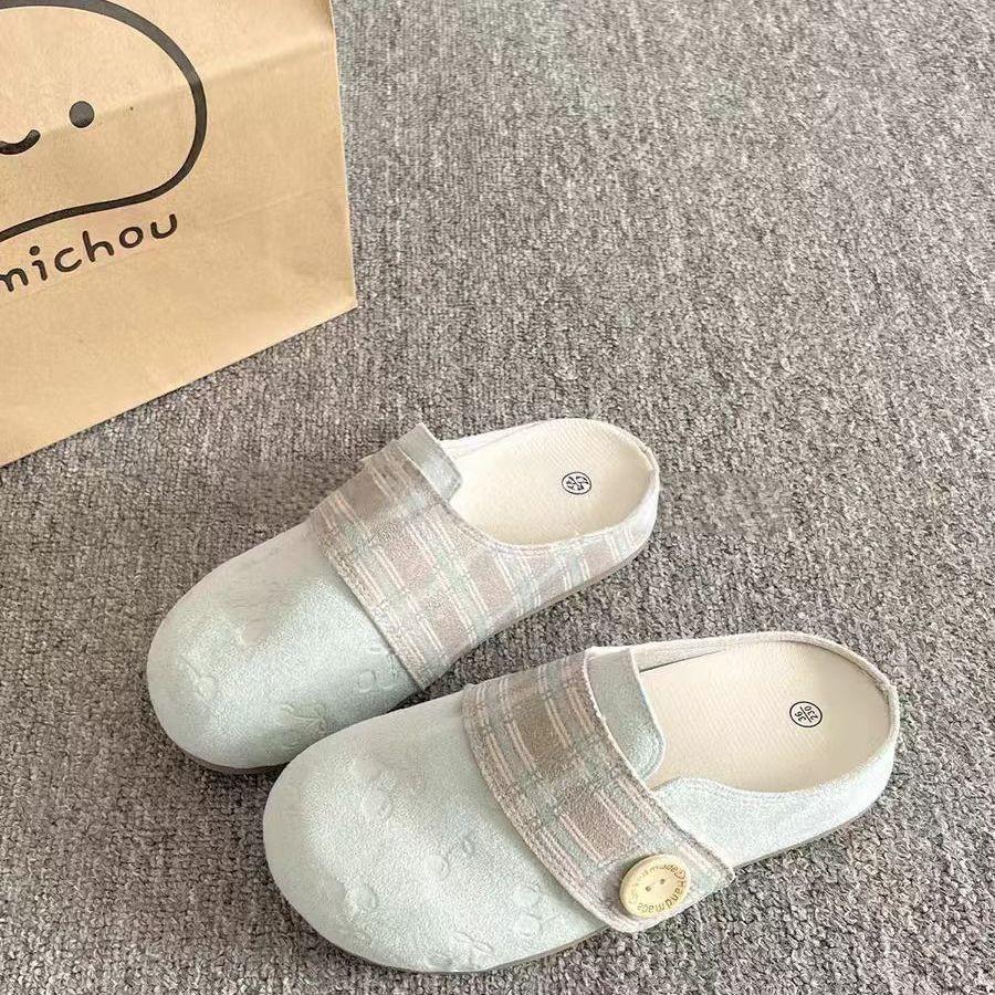 

New lazy shoes pedal summer women s bag head half slippers women wear cool slippers 40