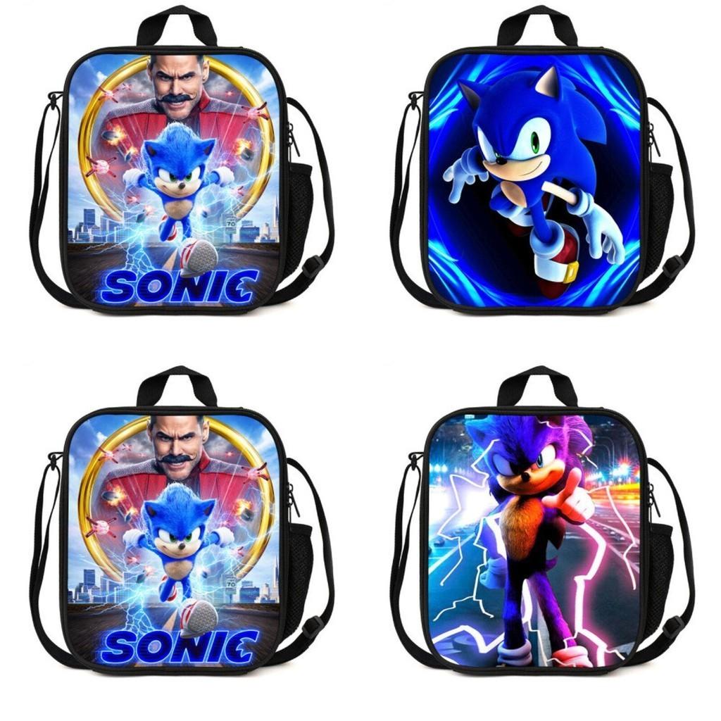 Sonic Hedgehog Lunch Box Bag Stylish Shoulder Bag For Kids Adults Large Capacity Travel Bag