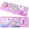 RSINC Double Compartment Glitter Star Flowing Pencil Box, Magnetic Pencil Box | Button Enabled Storages and Sharpener for Kids Unicor Plastic Pink | V