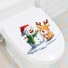 Festive Cartoon Snowman & Deer Toilet or Wall Stickers, Christmas Decoration, Self-Adhesive