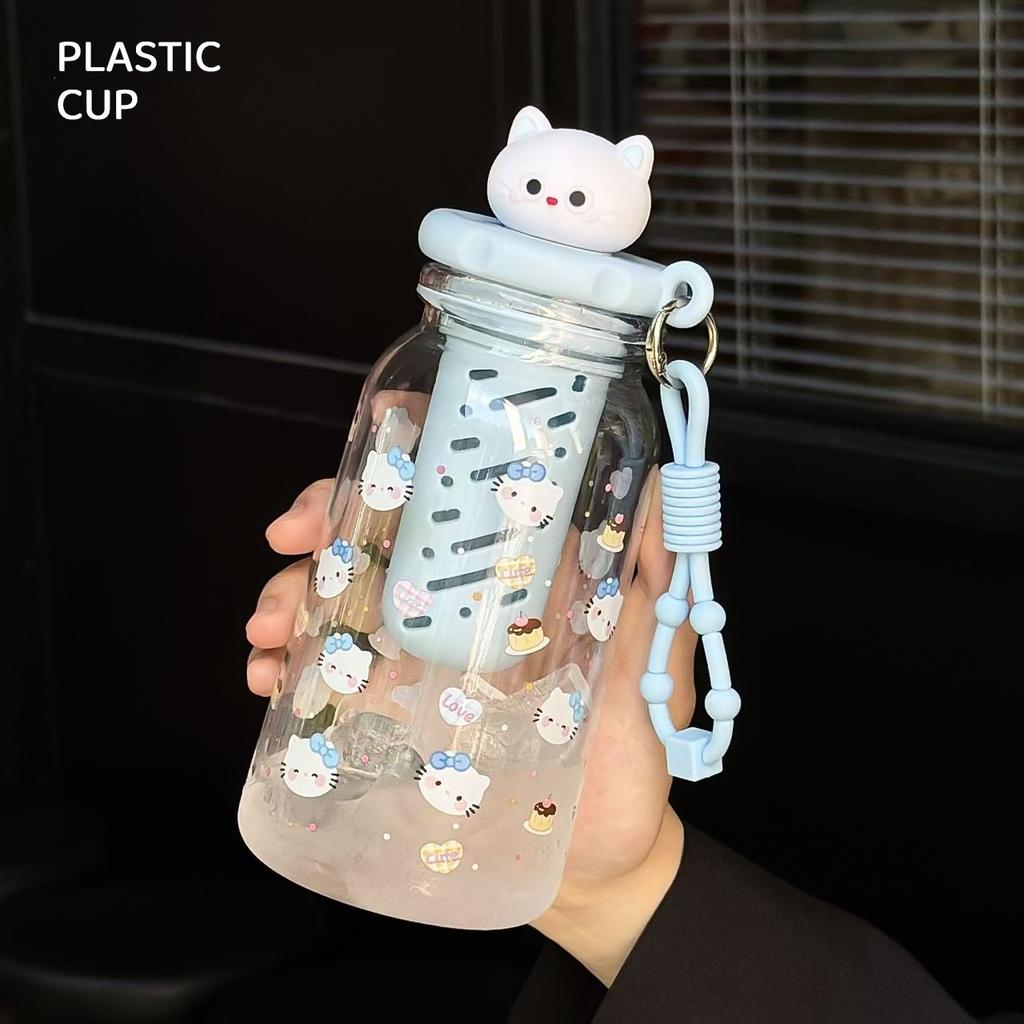 Water bottle summer new plastic water cup girls high value straw cup with tea warehouse high temperature resistant portable children's plastic cup