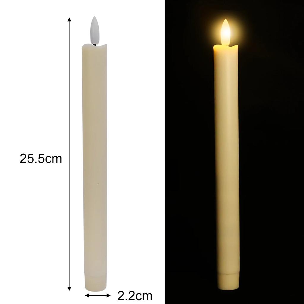 Flickering Taper Candle LED Flameless Battery Powered Long-pole Candles Light for Wedding Christmas Valentine Dinner Party Decor