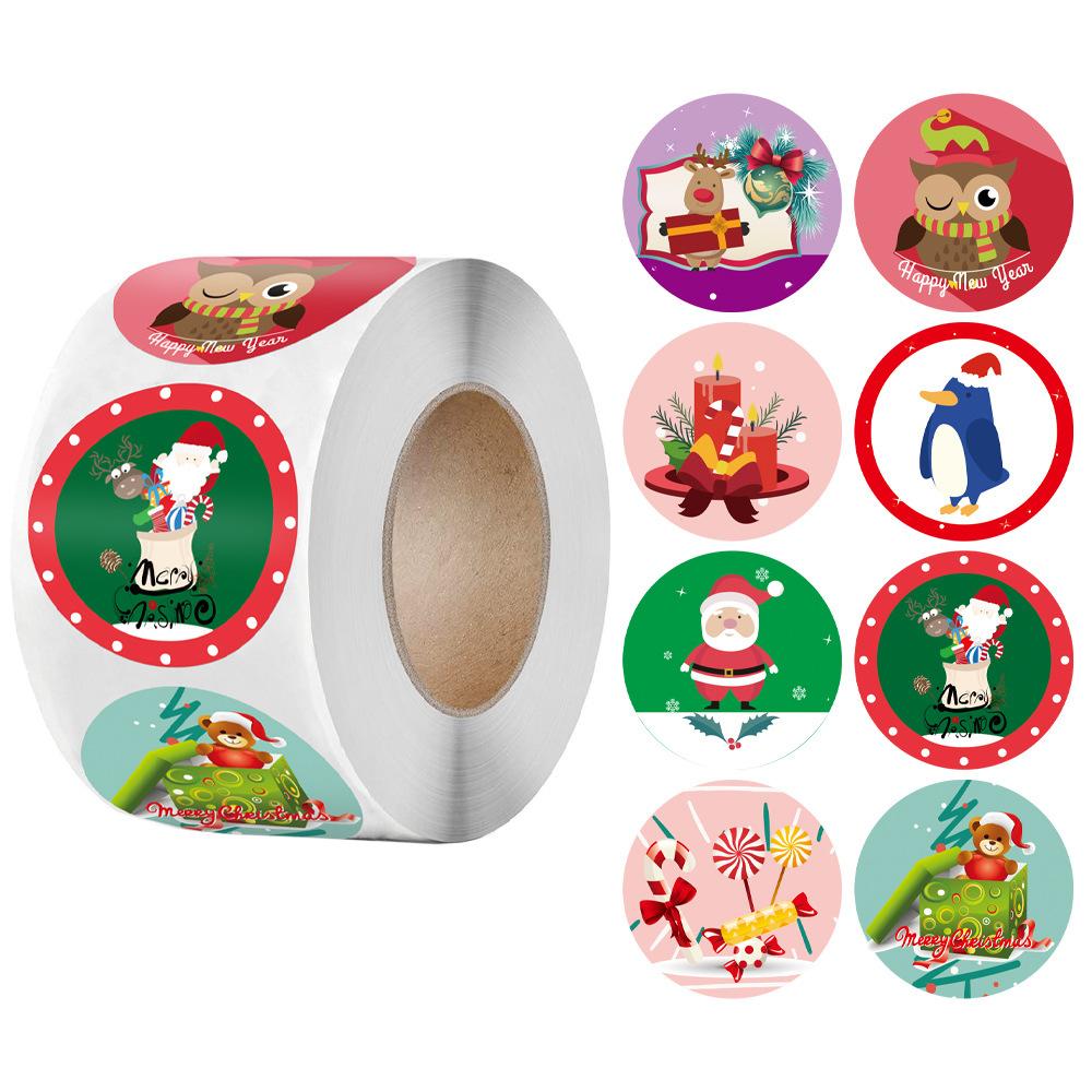 100-500Pcs New Merry Christmas Stickers Gift Packaging Seal Labels for New Year Decor, Greeting Cards, Candy Bags Stickers
