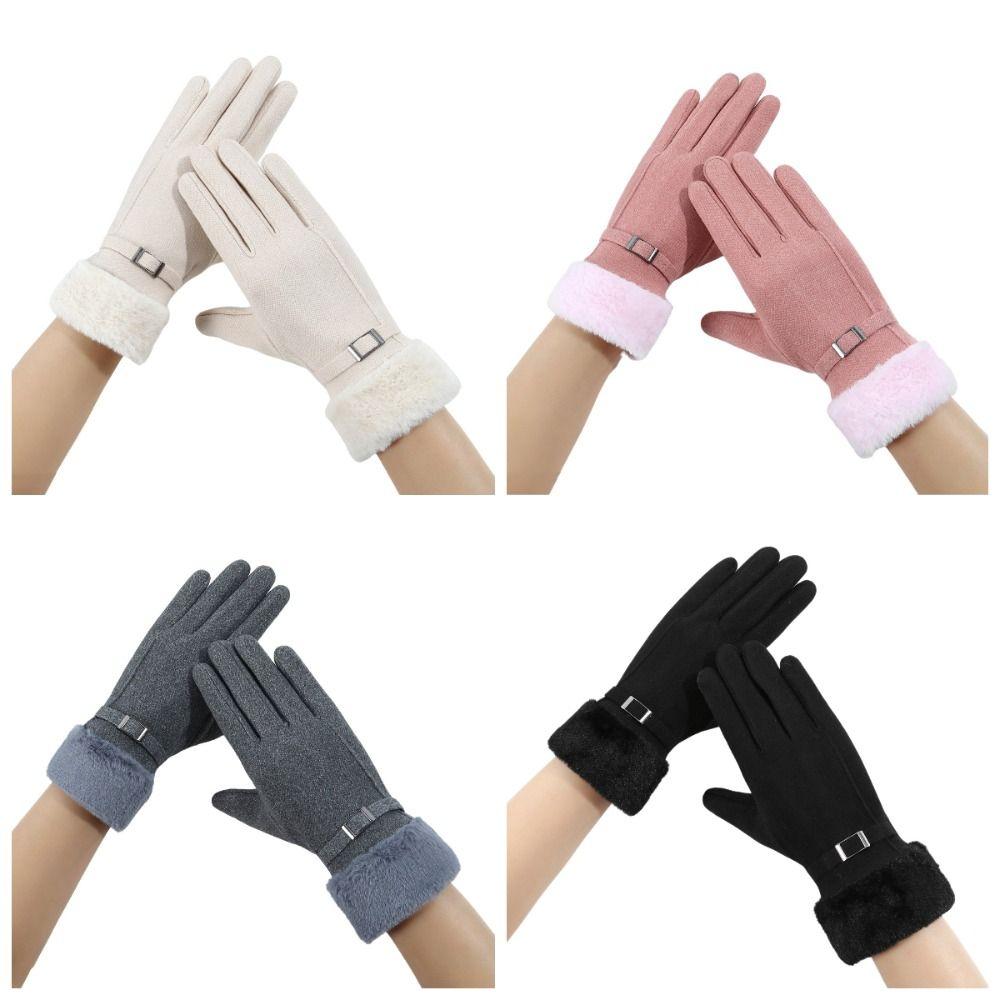 Warm Full Finger Mittens Touch-screen Riding Protective Mittens Plush Driving Gloves Cycling
