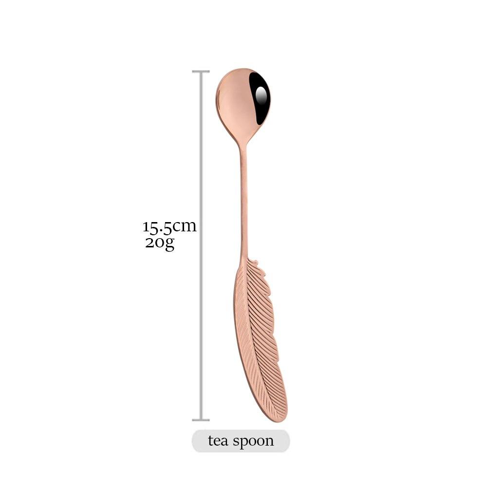 Creative Spoon Christmas Gift Colorful 304 Stainless Steel Feather Pattern Spoon Tea Coffee Spoon Kitchen Accessories Tableware