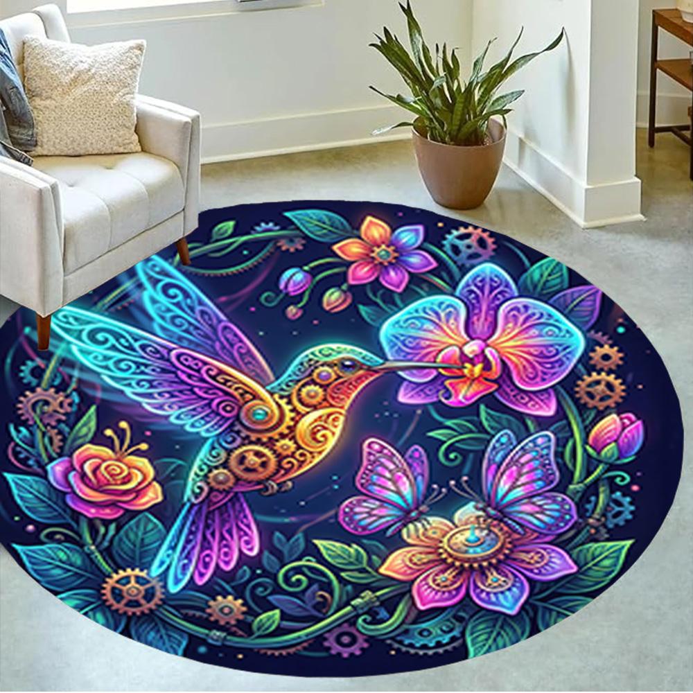 1pc home carpet design for office decor gift living room bedroom non slip colorful hummingbird flowers rug