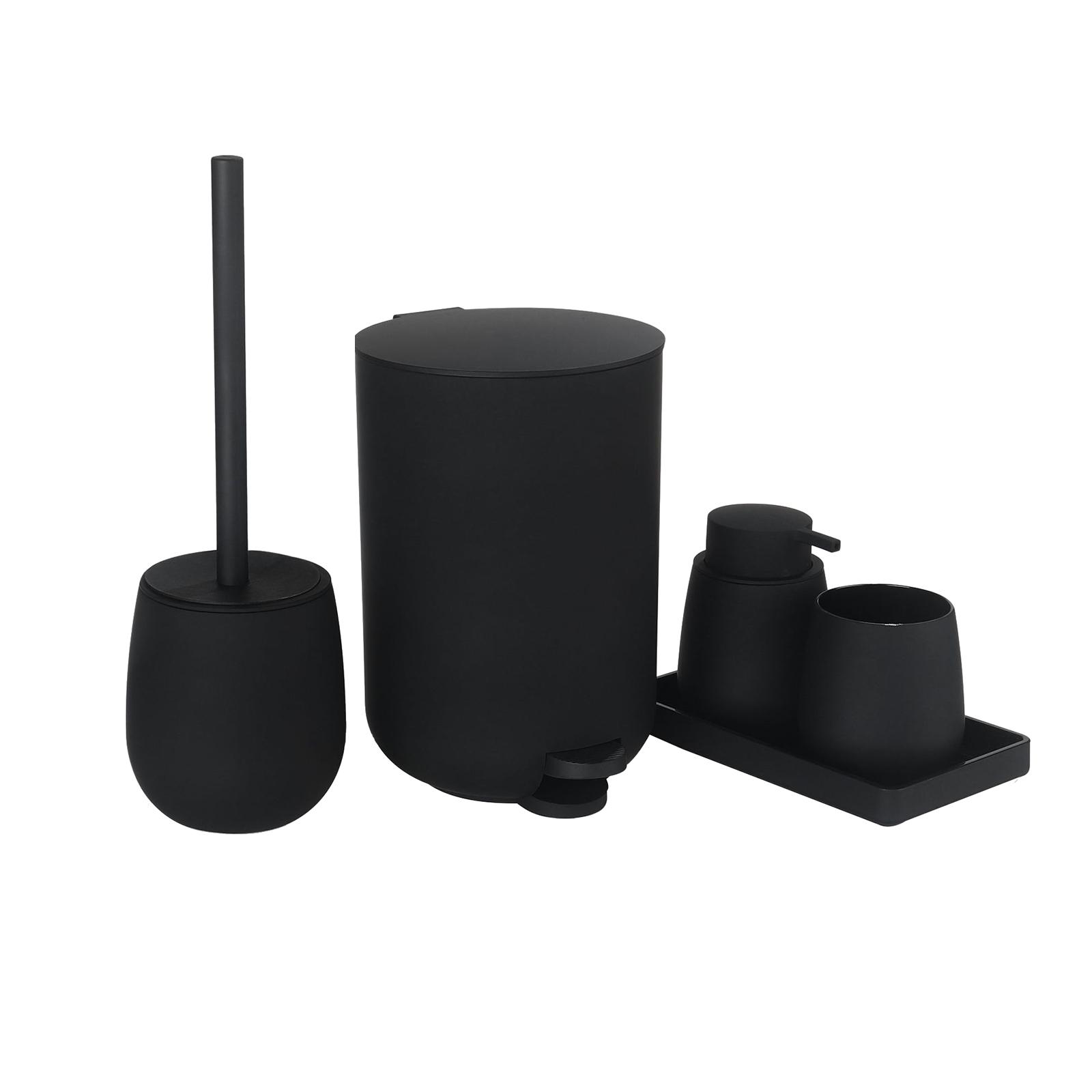 5 Piece Bathroom Decoration Set, Toilet Brush, Trash Can And