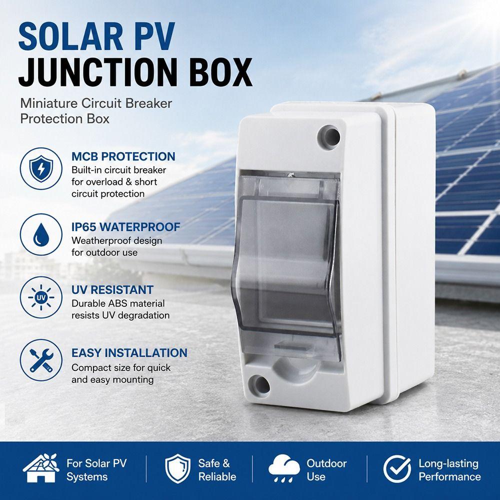 1Pcs 2 Way Waterproof Distribution Box HT-2 Solar Junction Box MCB Protection Box  for 2P Breaker