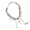 Y2K‑Subculture Winding‑Style Women Necklace, Pentagram‑Cross Fringed Niche‑Designed Choker Collarbone‑Chain Neck Accessories