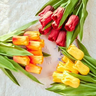 1Pc Simulated Tulips Decorative Flowers Vintage Silk Artificial Flowers For Mother's Day Wedding Home Festival DIY Bouquet