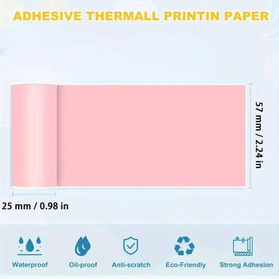Mini Printer Thermal Paper Color Label Self-adhesive Thermal Printing Paper Inkless Print Photo Picture 57x25mm