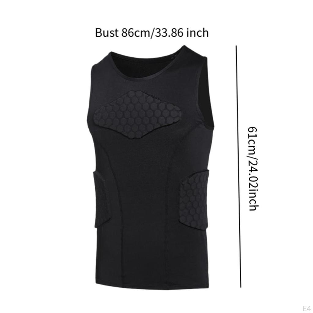 Mens Padded Vest Chest Rib Protector Sleeveless Shirt Comfortable Breathable Guard