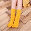 Women's Five-Toe Mid-Calf Split-Toe Socks: Solid Color, Sweat-Wicking, Cute, for Spring, Autumn, Winter