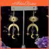Sun Pendant Earrings With Natural Amethyst Gems For Children Jewelry Fashion