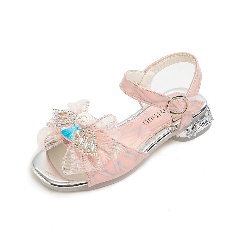 

Детские сандалии для девочек, туфли принцессы с бантом и стразами, лето 2025, новая коллекция, пляжная обувь для детей среднего и старшего возраста, сандалии для девочек 31-36 yards, 6 pairs in one hand розовый