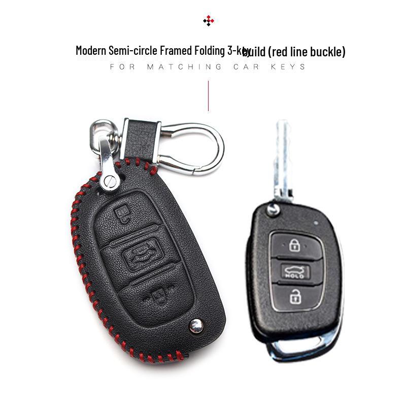Hyundai Genuine Leather Key Case for Santa Fe, ix35, Mistra, Elantra, Reina, Veloster, Sonata