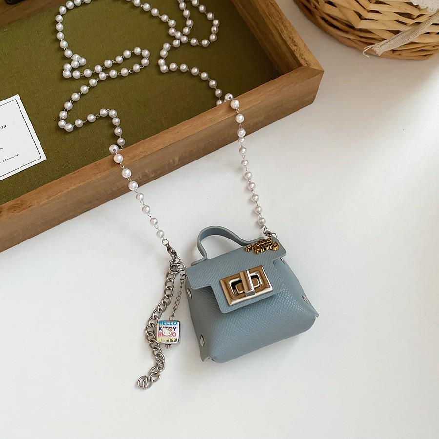 Damen Kunstleder Nackentasche Halskette für Kopfhörer & Brillen mit Schlüsselbein-Kette