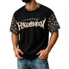 Herren Casual Corduroy Kurzarm Leicht Atmungsaktiv Rundhalsausschnitt Oberteil Halloween-Thema Aufdruck Buchstaben Design Bequeme Passform