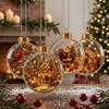 Vintage Winter Glowing Christmas Ball Ornament LED Warm Lights Snow House 3D Christmas Hanging Bauble Plastic Acrylic