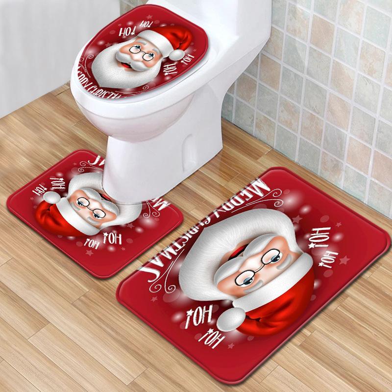 3D Toilet Floor Mat Bathroom Mat Christmas Three-Piece Foot Mat E-Commerce