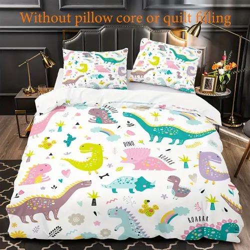 Cartoon Dinosaur Duvet Cover Bedding Decoration With Cartoon Dinosaur Pattern Suitable For Children Kids And Adults Warm Soft
