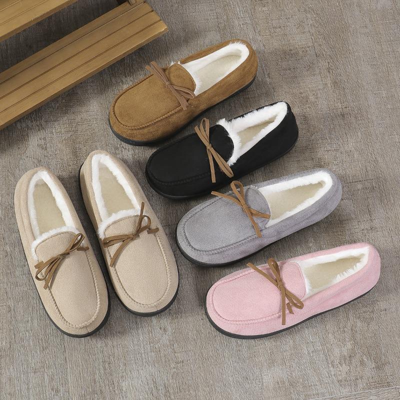 Cross-border Mao Mao slippers women's warm casual Doudou shoes women's bow round head all-inclusive home wear cotton shoes