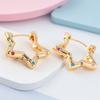 Female Cute Stars Rainbow Zircon Hoop Earrings For Women Vintage Hollow Gold Silver Color Ear Buckle Daily Wedding Party Jewelry