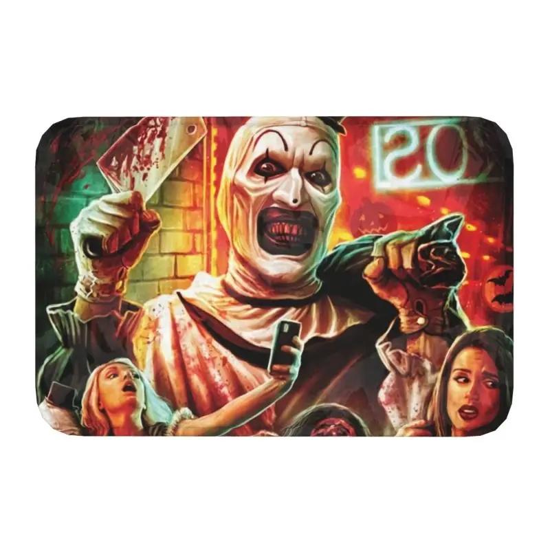 Horror Halloween Movie Terrifier Clown Front Door Mat Anti-Slip Indoor Absorbent Doormat Kitchen Balcony Entrance Rug Carpet