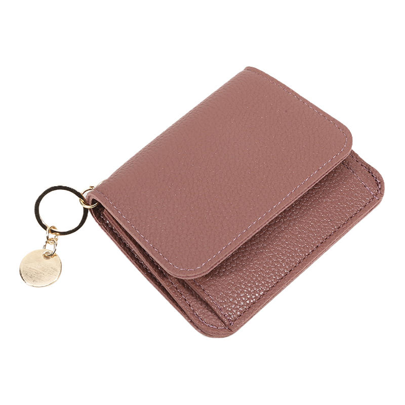 Ladies' Simple PU Leather Mini Zip Around Wallet Solid Color Slim Card Holder Coin Purse with RFID Blocking