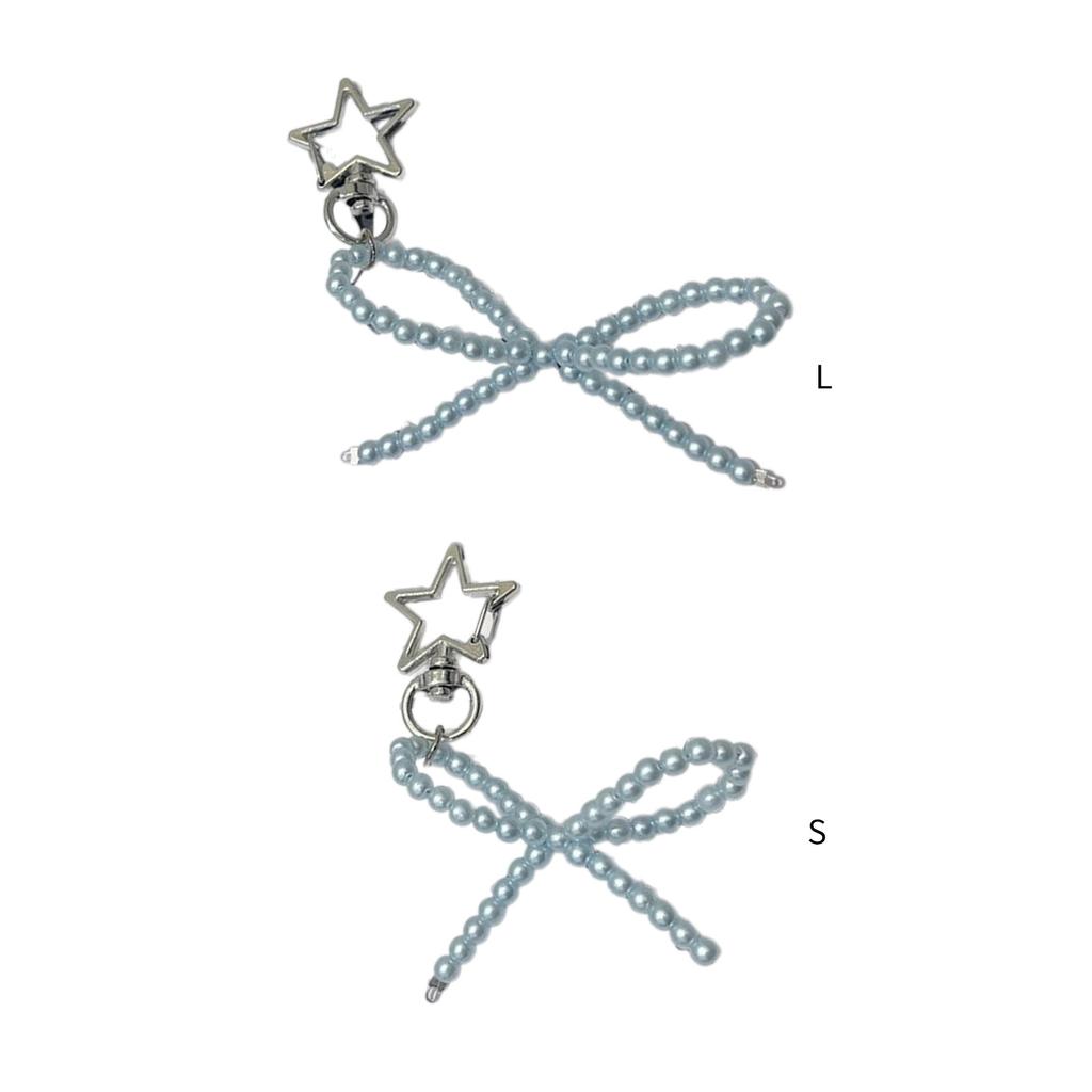Fashionable Star Pendant Phone Charm Unique Bowknot Keychain Vibrant Beaded Pendant for Cellphone Camera Accessory