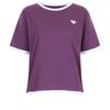 Shop   Women Color Block Round Neck HearT Embroidery Washing ShorT Sleeve T Shir