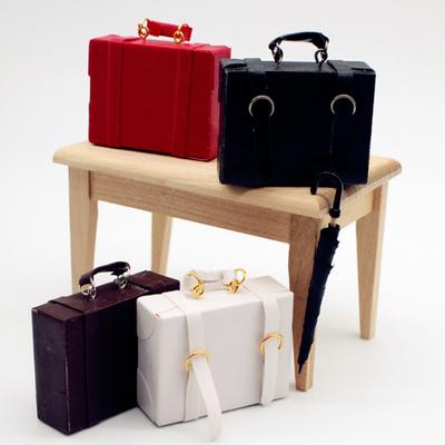 Dollhouse Miniature Suitcase Wood Briefcase DIY Handbag Ornament 1/6 1/12 Scale Dolls Accessories Photo Props Micro Landscape Decor