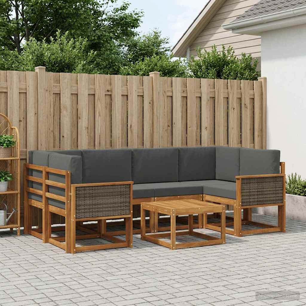Outdoor Sofa Set with Cushions 5 Pcs Natural and Anthracite